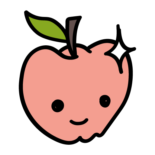 Apple icon with a smiling face and small sparkle