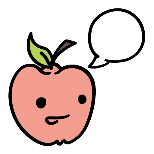 Apple icon with a smiling face and speech bubble
