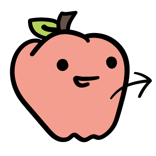 Apple icon with a smiling face and forward arrow.