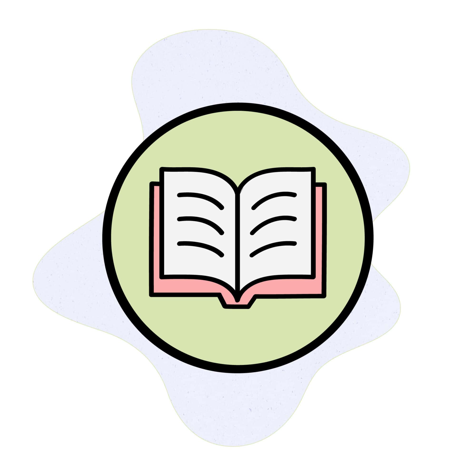 Product cover preview of the Bookmark Visual Tool featuring a color book icon inside a light green circle layered over a textured blue splat background.