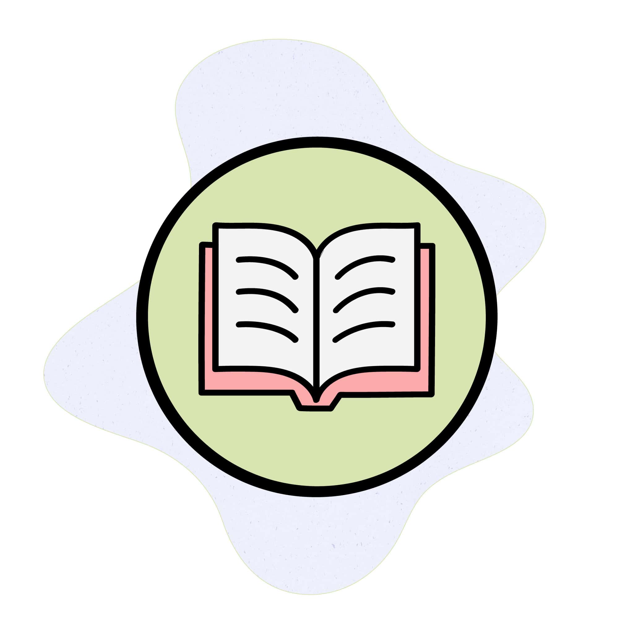 Product cover preview of the Bookmark Visual Tool featuring a color book icon inside a light green circle layered over a textured blue splat background.