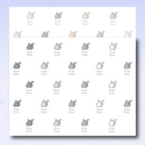 Product preview of the reverse side of the Bookmark Visual Tool reading-only version in landscape printable format. A black-and-white version is shown on top with the colour version partially visible behind it. The page includes repeated Stim Zone labeled icon areas.