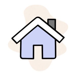 Product cover for the Home Base visual support tool featuring a blue house icon representing home, safety, and support.