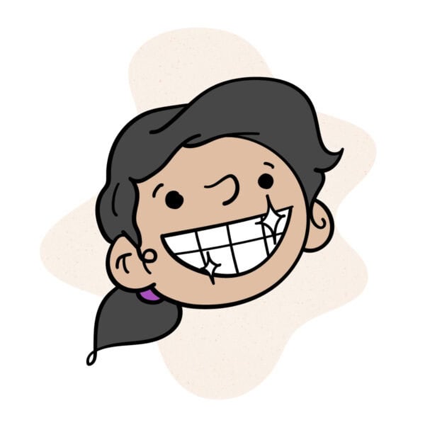 Product cover preview of the Thrive Cards Visual Tool featuring a smiling illustrated learner layered over a textured cream splat background.